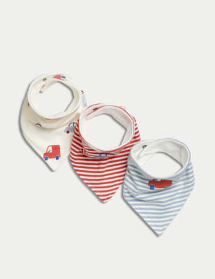 

Boys M&S Collection 3pk Cotton Rich Striped Dribble Bibs - Multi, Multi