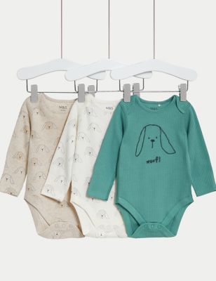 

Boys M&S Collection 3pk Pure Cotton Dog Bodysuits (6½lbs-3 Yrs) - Oatmeal Mix, Oatmeal Mix