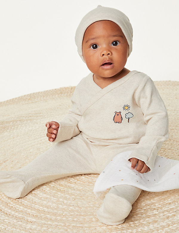 3pc Pure Cotton Bear Outfit (7lbs-1 Yrs) - KR