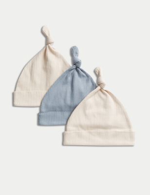 3pk Pure Cotton Hats (0-1 Yrs)