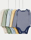 5 件装纯棉条纹婴儿连身衣（0-3 岁）