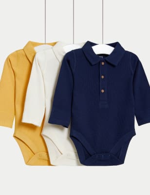 

Boys M&S Collection 3pk Pure Cotton Bodysuits (6½lbs -3 Yrs) - Indigo Mix, Indigo Mix