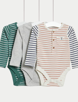 

Boys M&S Collection 3pk Pure Cotton Stripe Bodysuits (6½lbs-3 Yrs) - Sage Mix, Sage Mix