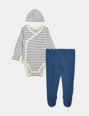 

Boys M&S Collection 3pc Cotton Rich Striped Outfit (7lbs - 1 Yrs) - Navy Mix, Navy Mix