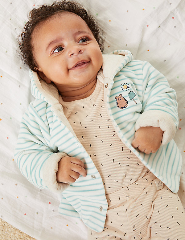 Cotton Rich Striped Hooded Jacket (7lbs-1 Yrs) - CA