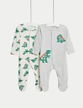 Pack de 2 pijamas para bebé 100% algodón con estampado de dinosaurio (6&nbsp;lbs-3&nbsp;años)