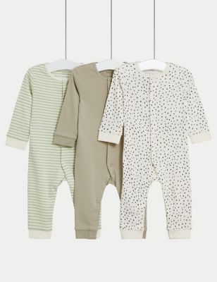 3pk Pure Cotton Assorted Sleepsuits (6½lbs-3 Yrs)