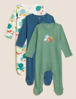 Pack de 3 pijamas para bebé 100% algodón con estampado de animales (6½ lbs-3 años) | M&S ES