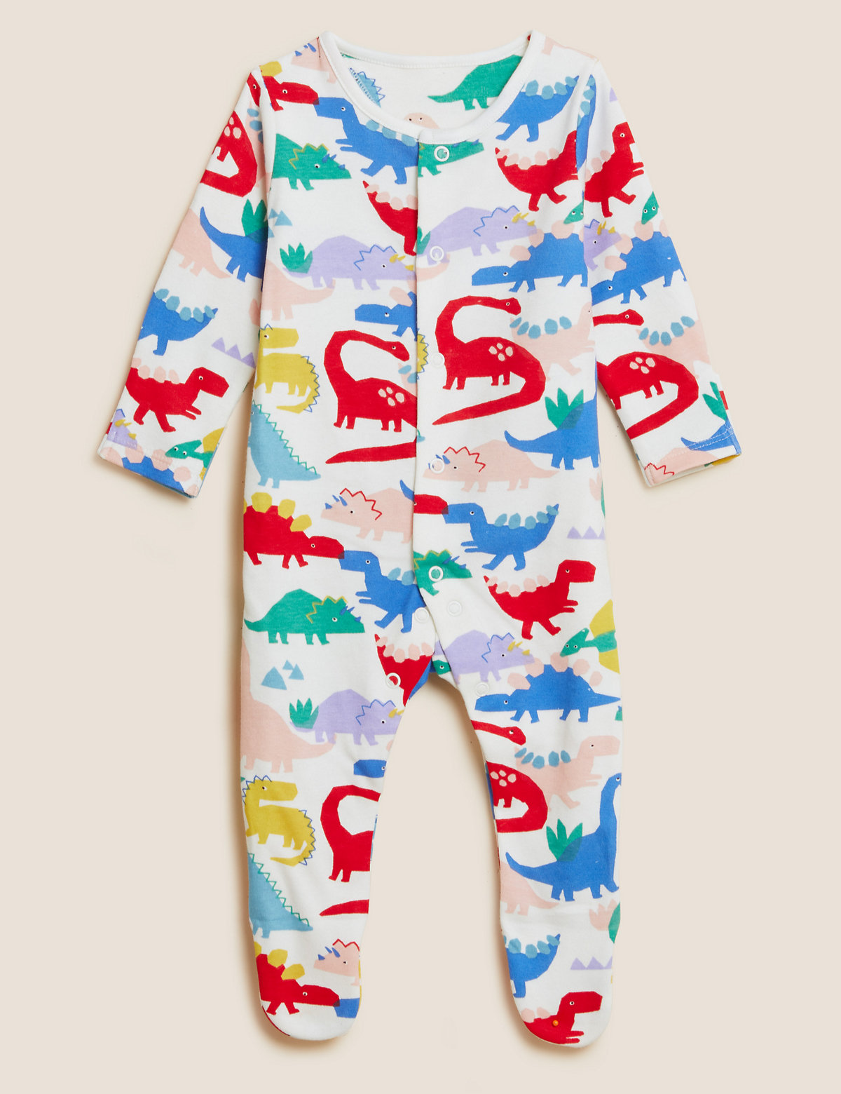 3pk Pure Cotton Dinosaur Sleepsuits (61/2lbs - 3 Yrs)