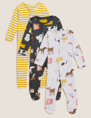 

Boys M&S Collection 3pk Pure Cotton Animal Printed Sleepsuits (61/2 lbs - 3 Yrs) - Multi, Multi