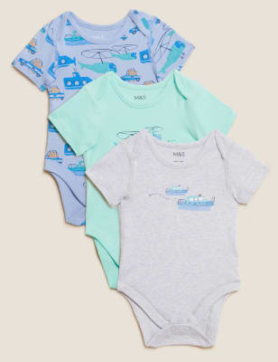 

M&S Collection 3er-Pack Bodys aus reiner Baumwolle mit Tiermuster (3 kg - 3 J.) - Multi, Multi