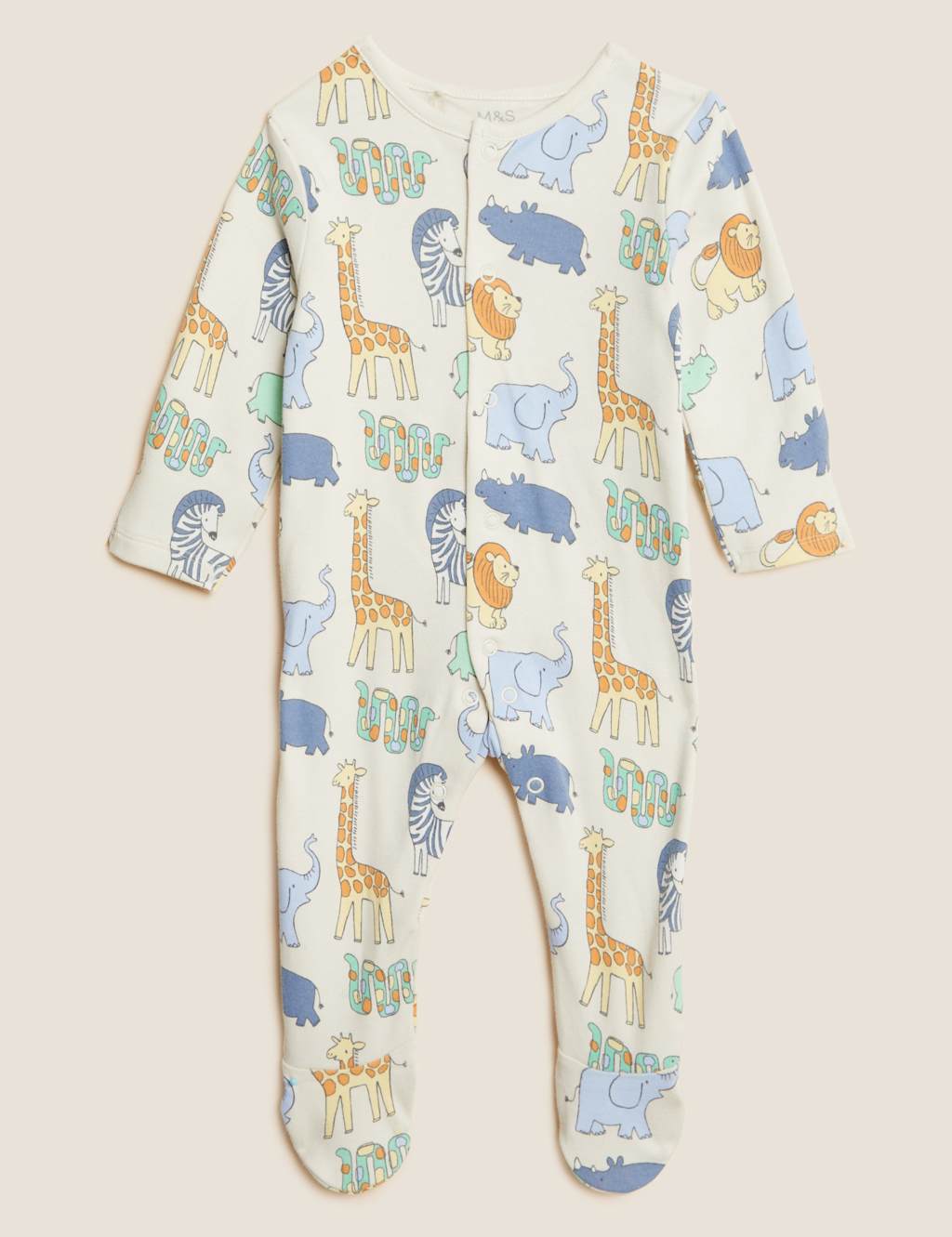 3pk Pure Cotton Safari Sleepsuits (0-3 Yrs) image 4