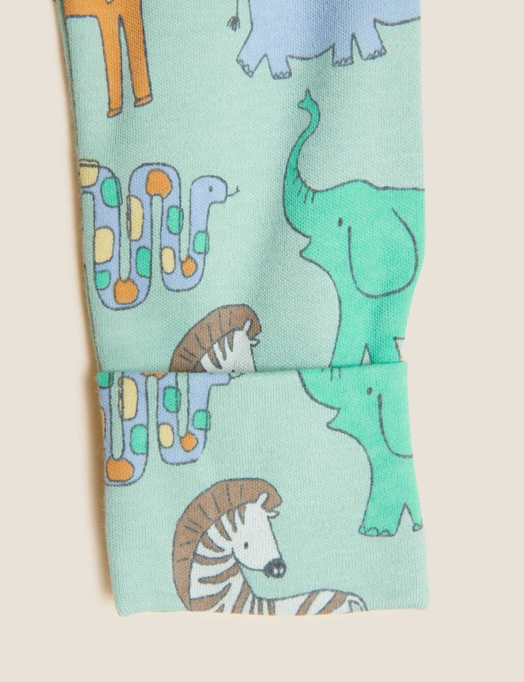 3pk Pure Cotton Safari Sleepsuits (0-3 Yrs) image 7