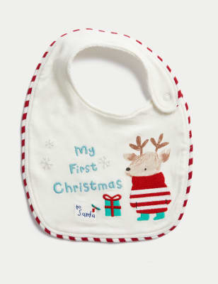 

Unisex,Boys,Girls M&S Collection My First Christmas Dribble Bib - Multi, Multi