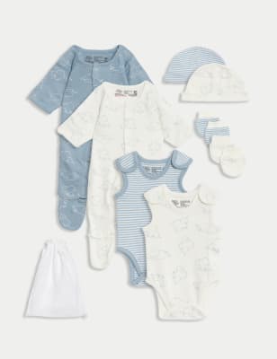 Ensemble 8&nbsp;pièces pour prématuré 100&nbsp;% coton à motif éléphant - FR