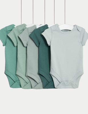 五件裝純棉緊身連身衣（6 磅半至 3 歲） - HK