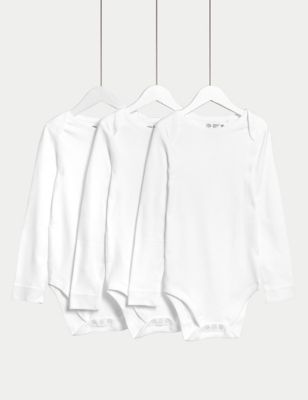 M&S 3pk Pure Cotton Adaptive Bodysuits (3-16 Yrs) - 15-16 - White, White