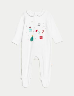 

Boys,Girls,Unisex M&S Collection Cotton Rich Christmas Sleepsuit (6½lbs-3 Yrs) - White Mix, White Mix