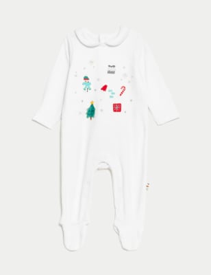 

Boys,Girls,Unisex M&S Collection Cotton Rich Christmas Sleepsuit (6½lbs-3 Yrs) - White Mix, White Mix