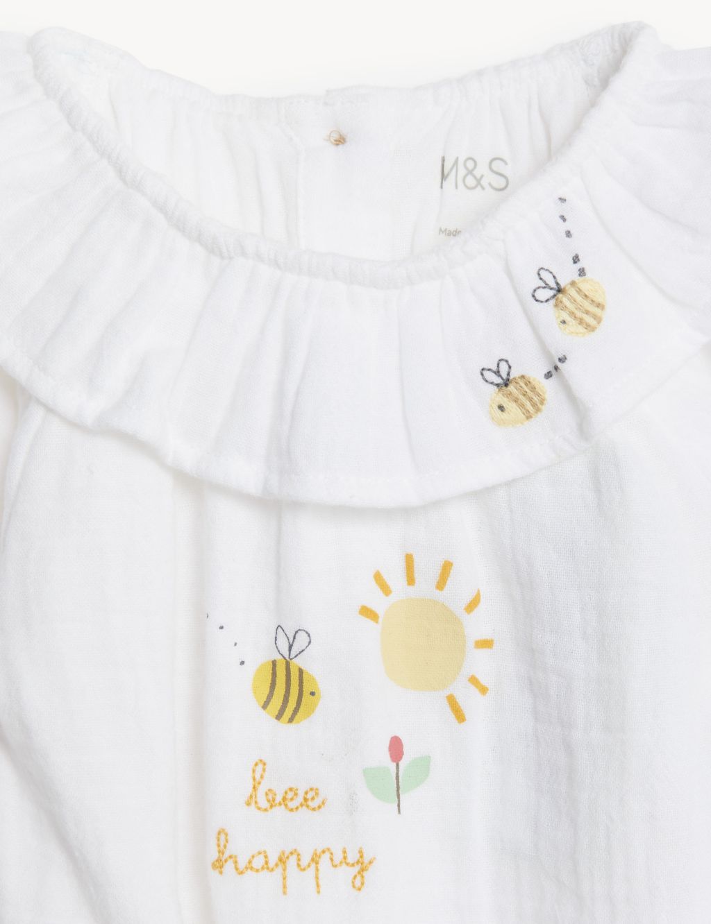 Pure Cotton Frill Bee Bodysuit (7lbs-12 Mths) image 5