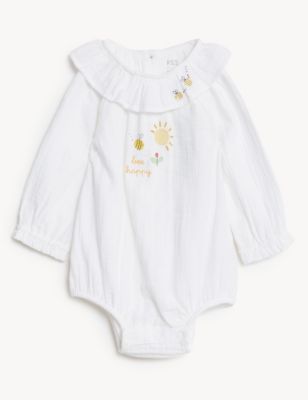

Unisex,Boys,Girls M&S Collection Pure Cotton Frill Bee Bodysuit (7lbs-12 Mths) - Ivory Mix, Ivory Mix
