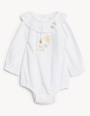 

Unisex,Boys,Girls M&S Collection Pure Cotton Frill Bee Bodysuit (7lbs-12 Mths) - Ivory Mix, Ivory Mix