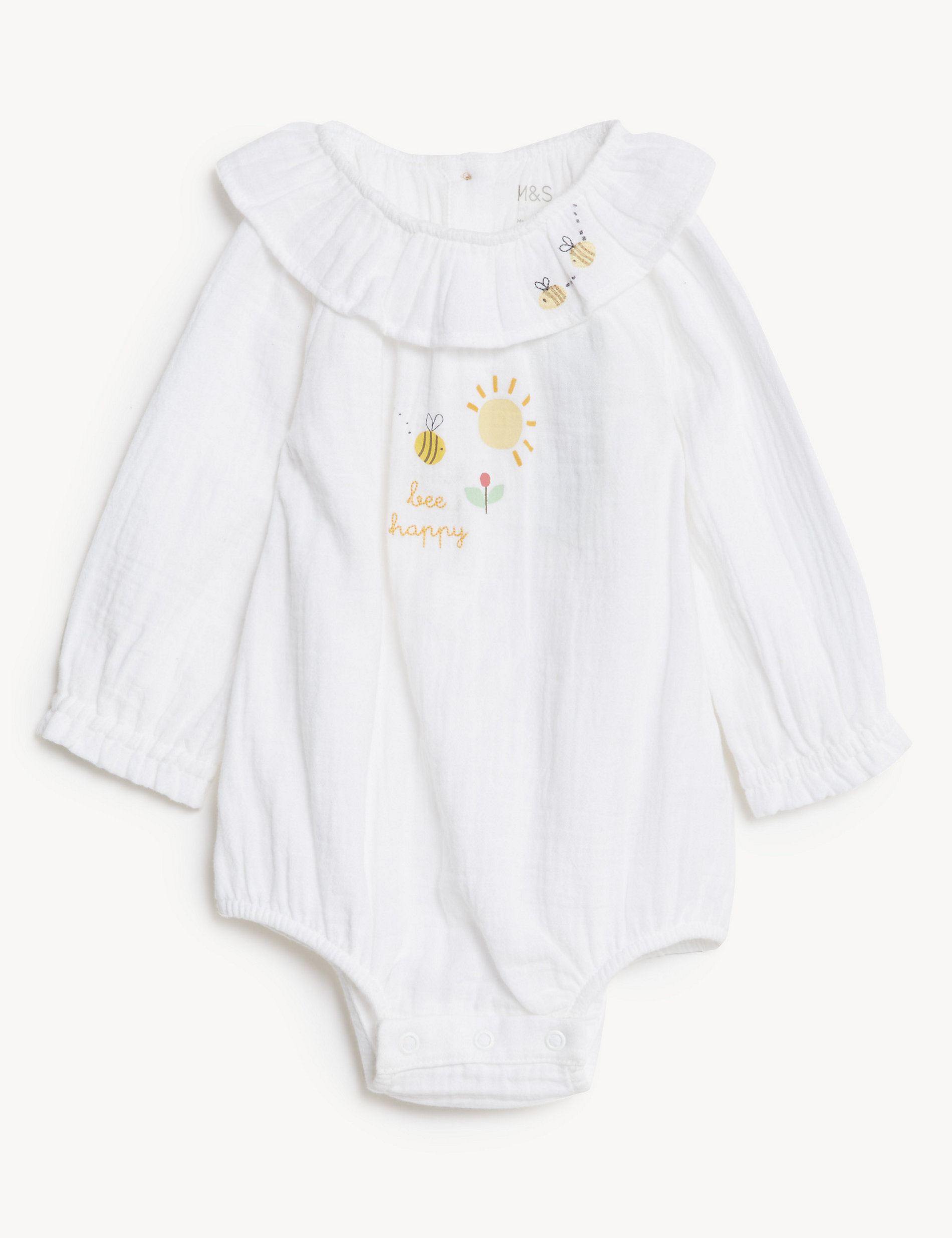 Pure Cotton Frill Bee Bodysuit (7lbs - 12 Mths)