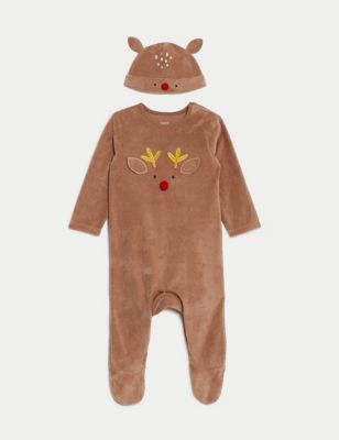 

Unisex,Boys,Girls M&S Collection 2pc Cotton Rich Reindeer Sleepsuit Gift Set (6½lbs-3 Yrs) - Brown Mix, Brown Mix