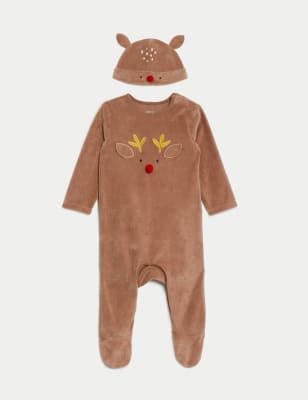 

Unisex,Boys,Girls M&S Collection 2pc Cotton Rich Reindeer Sleepsuit Gift Set (6½lbs-3 Yrs) - Brown Mix, Brown Mix