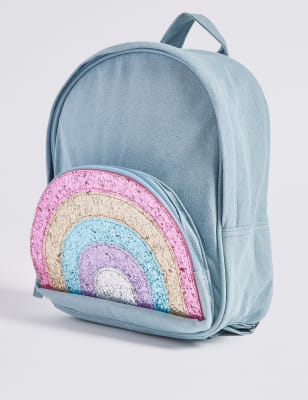 Kids’ Pure Cotton Glitter Rainbow Backpack | M&S