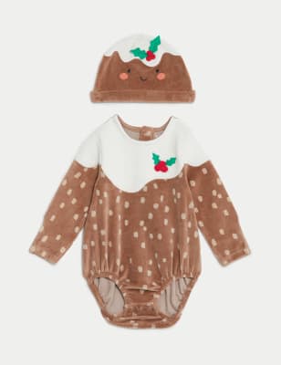 2pc Cotton Rich Christmas Pudding Bodysuit (6½lbs-3 Yrs)