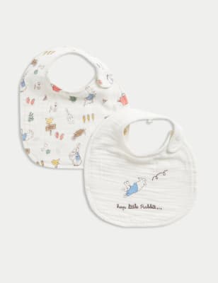 

Unisex,Boys,Girls M&S Collection 2pk Pure Cotton Peter Rabbit™ Dribble Bibs - Cream Mix, Cream Mix