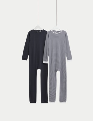 

M&S Collection 2er-Pack Schlafanzüge aus reiner Baumwolle mit Öffnung hinten (3-16 Jahre) - Pewter, Pewter