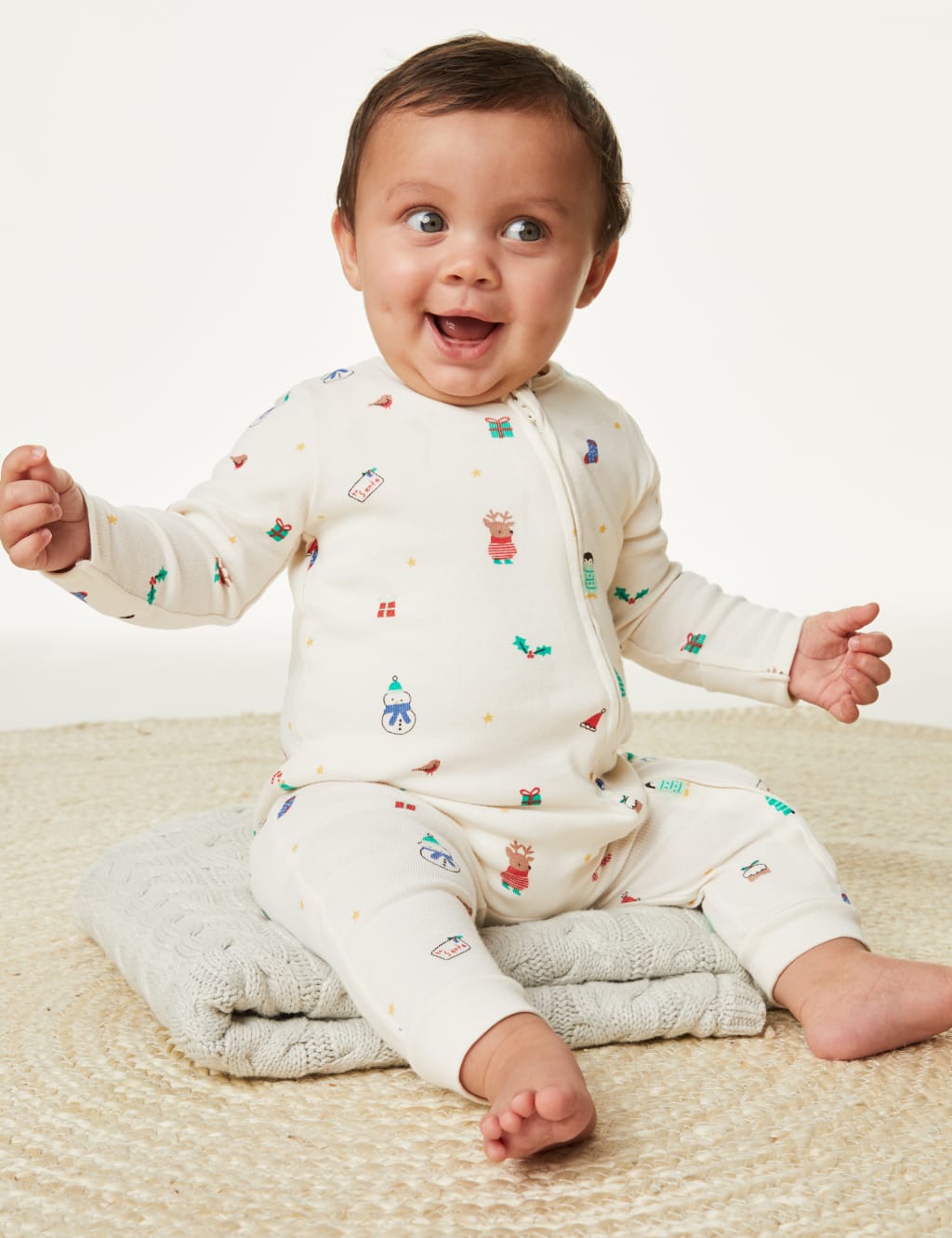 Pure Cotton Christmas Sleepsuit (6½lbs-3 Yrs) image 1