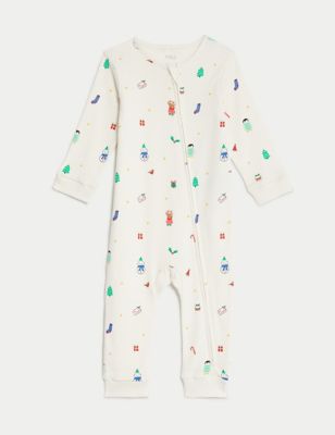 

Unisex,Boys,Girls M&S Collection Pure Cotton Christmas Sleepsuit (6½lbs-3 Yrs) - White Mix, White Mix