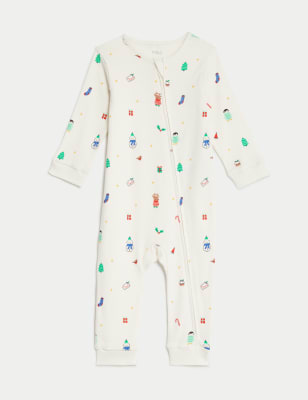 

Unisex,Boys,Girls M&S Collection Pure Cotton Christmas Sleepsuit (6½lbs-3 Yrs) - White Mix, White Mix