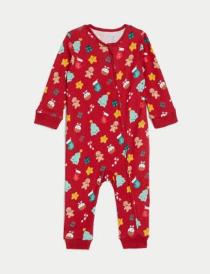 

Unisex,Boys,Girls M&S Collection Pure Cotton Christmas Sleepsuit (6½lbs-3 Yrs) - Red Mix, Red Mix