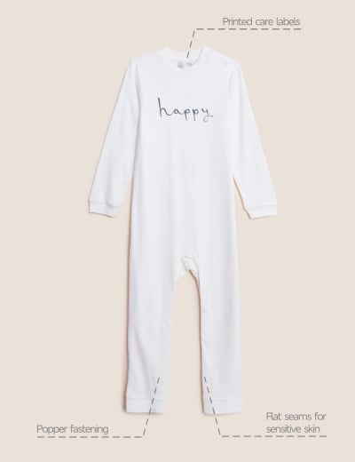 Adaptive Pure Cotton Happy Slogan Sleepsuit (3-16 Yrs)
