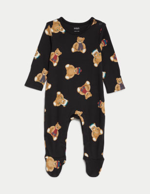 

M&S Collection Kids' Spencer Bear Family Christmas Sleepsuit (6½lbs - 3 Yrs) - Charcoal Mix, Charcoal Mix