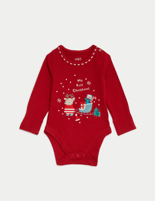 Pure Cotton My First Christmas Bodysuit (7lbs-1 Yrs)
