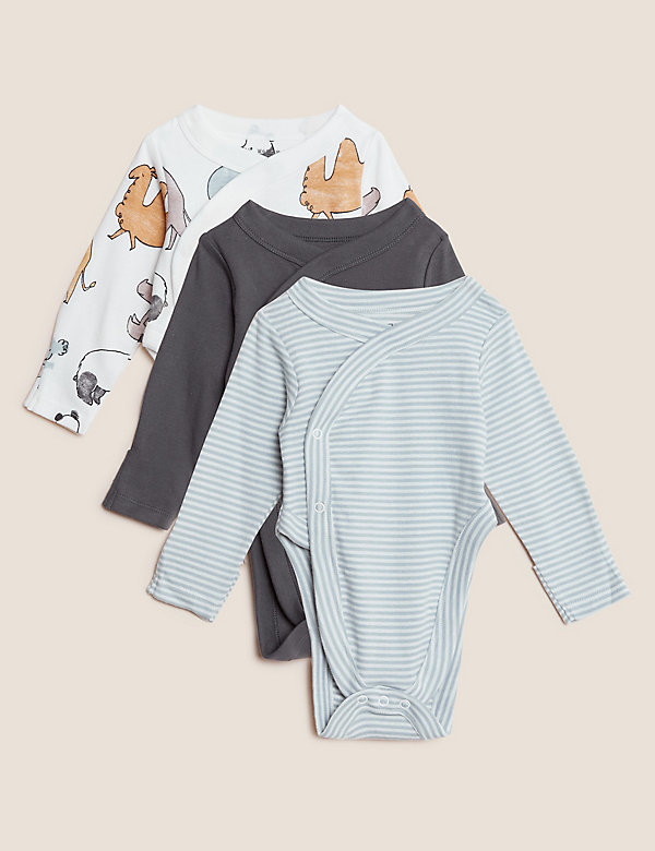 3 件装髋关节发育不良纯棉婴儿连身衣（7 磅 - 12 个月） - SG