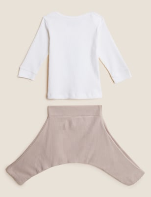 

M&S Collection 2-teiliges Outfit aus reiner Baumwolle mit Tiermuster bei Hüftdysplasie (0 kg - 12 Monate) - Biscuit, Biscuit