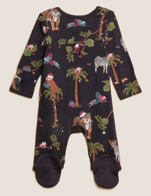 

M&S Collection Weihnachtsschlafanzug aus reiner Baumwolle im Familienlook mit Tiermuster (0-3 J.) - Navy Mix, Navy Mix