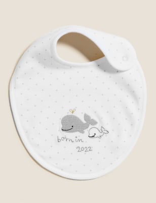 

Unisex,Boys,Girls M&S Collection Cotton Rich Born in 2022 Dribble Bib - White Mix, White Mix