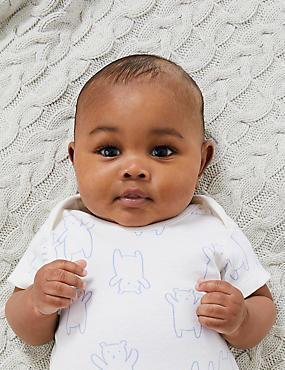 7 件装纯棉印花婴儿连身衣（0-3 岁）