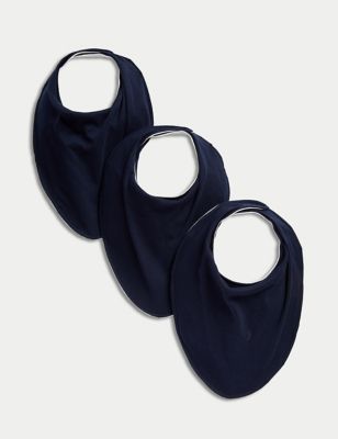 

Unisex,Boys,Girls M&S Collection 3pk Adaptive Pure Cotton Bibs - Navy, Navy