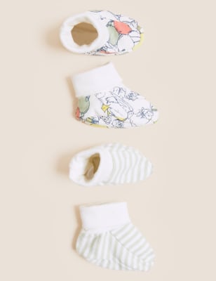 

Unisex,Boys,Girls M&S Collection 2pk Pure Cotton Peter Rabbit™ Booties (0-12 Mths) - Green Mix, Green Mix