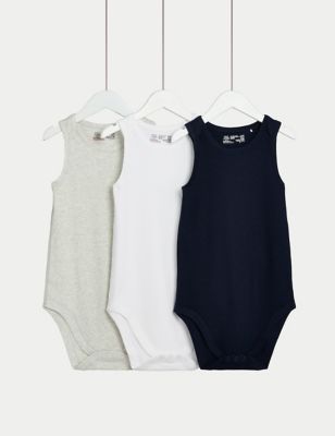 M&S 3pk Pure Cotton Bodysuits (3-16 Yrs) - 3-4Y - Multi, Multi