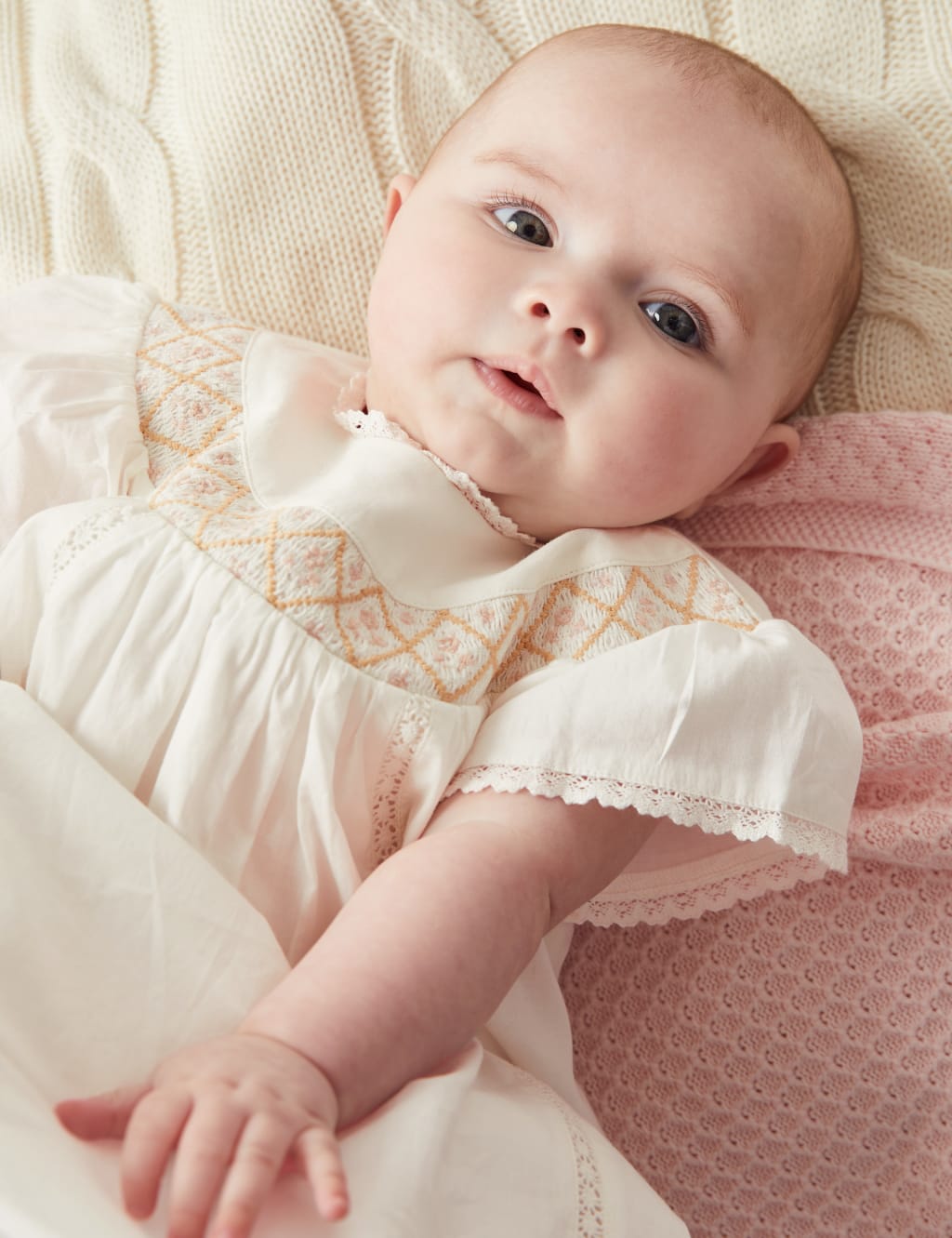 Pure Cotton Embroidered Christening Gown (7lbs-12 Mths) image 4