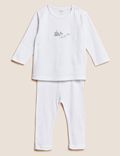 2-teiliges Outfit aus Baumwollmischgewebe mit Meerestiermuster (3,2 kg – 12 Monate)
